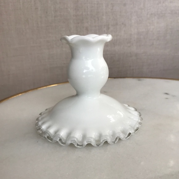 Vintage Fenton ‘Silver Crest’ Lot | Large Divided Basket and Candle Holder - Picture 6 of 12